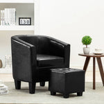 Tub Chair with Footstool Black