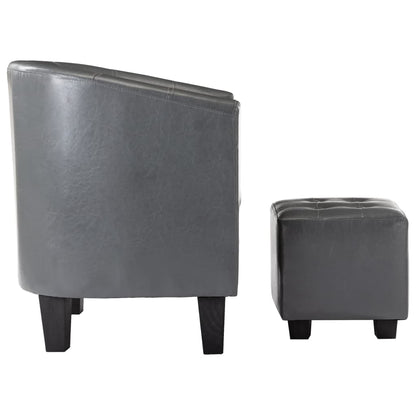 Tub Chair with Footstool Grey