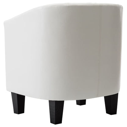 Tub Chair Faux Leather with Footstool White