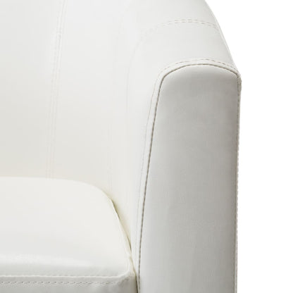 Tub Chair Faux Leather with Footstool White