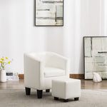 Tub Chair Leather with Footstool White