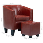 Tub Chair with Footstool Wine Red