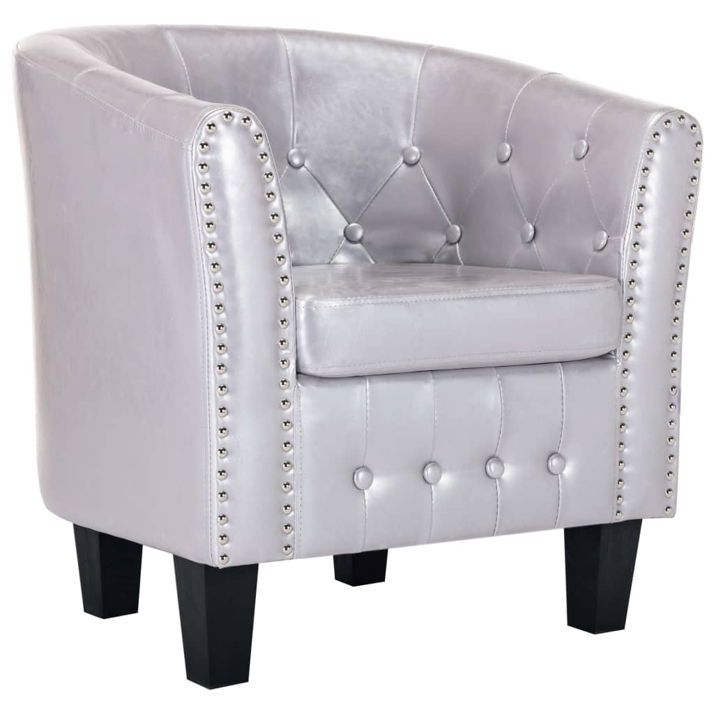 Tub Chair Shiny Silver