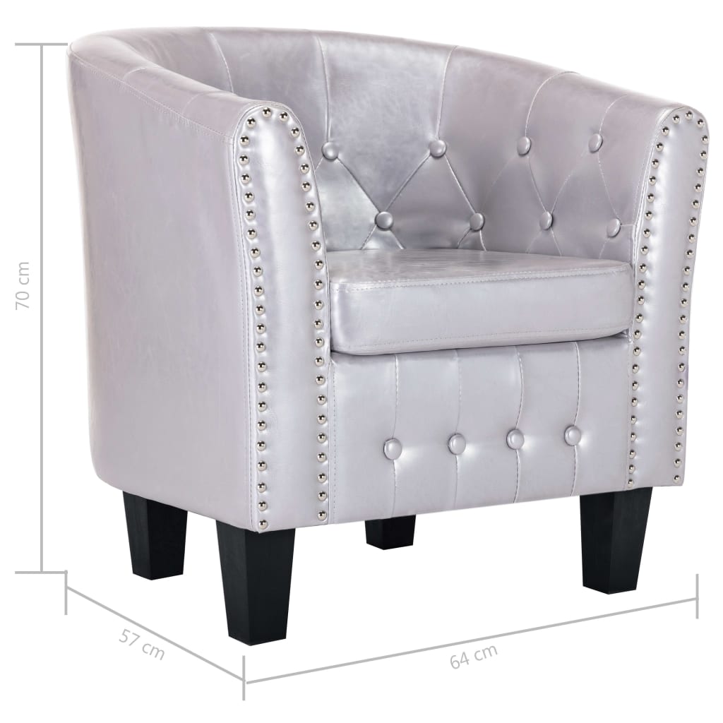 Tub Chair Shiny Silver