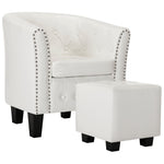 Tub Chair with Footstool White