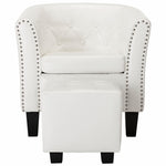 Tub Chair with Footstool White