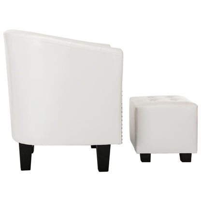 Tub Chair with Footstool White