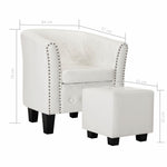 Tub Chair with Footstool White