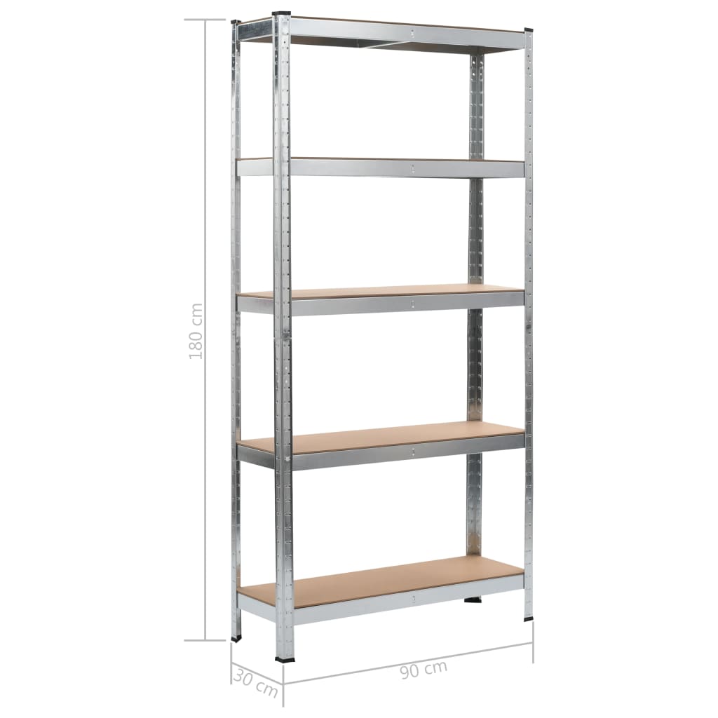 Storage Shelf Silver 90x30x180 cm Steel and MDF