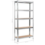 Storage Shelf Silver Steel and MDF