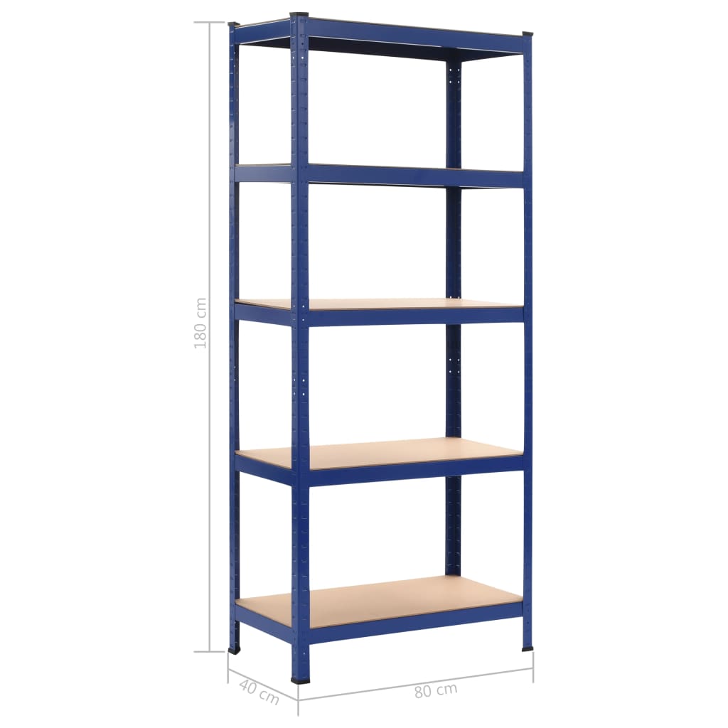 Storage Shelf Blue 80x40x180 cm Steel and MDF