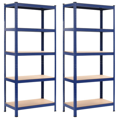 Storage Shelves 2 pcs Blue 80x40x180 cm Steel and MDF