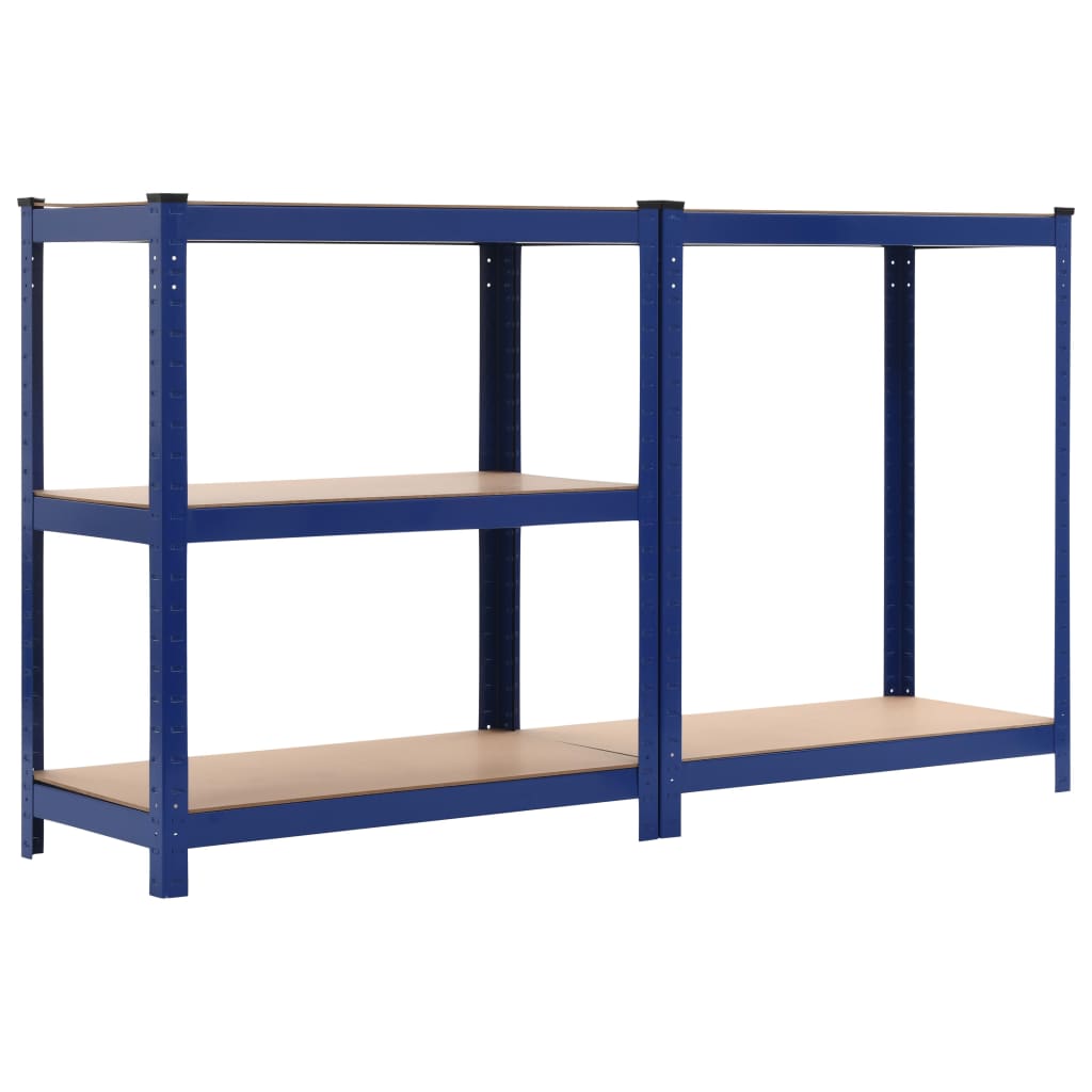 Storage Shelves 2 pcs Blue 80x40x180 cm Steel and MDF