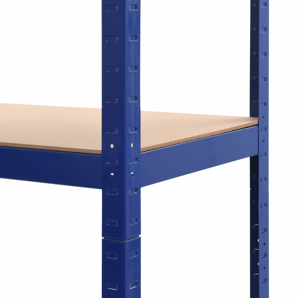 Storage Shelves 2 pcs Blue 80x40x180 cm Steel and MDF