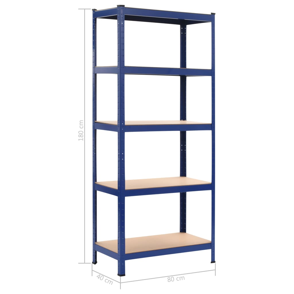 Storage Shelves 2 pcs Blue 80x40x180 cm Steel and MDF