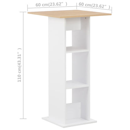 Bar Table White 60x60x110 cm