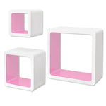 Wall Cube Shelves 6 pcs White and Pink