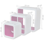 Wall Cube Shelves 6 pcs White and Pink
