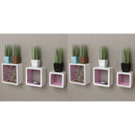 Wall Cube Shelves 6 pcs White and Pink