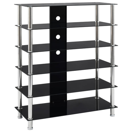 HiFi Stand Black 90x40x113 cm Tempered Glass