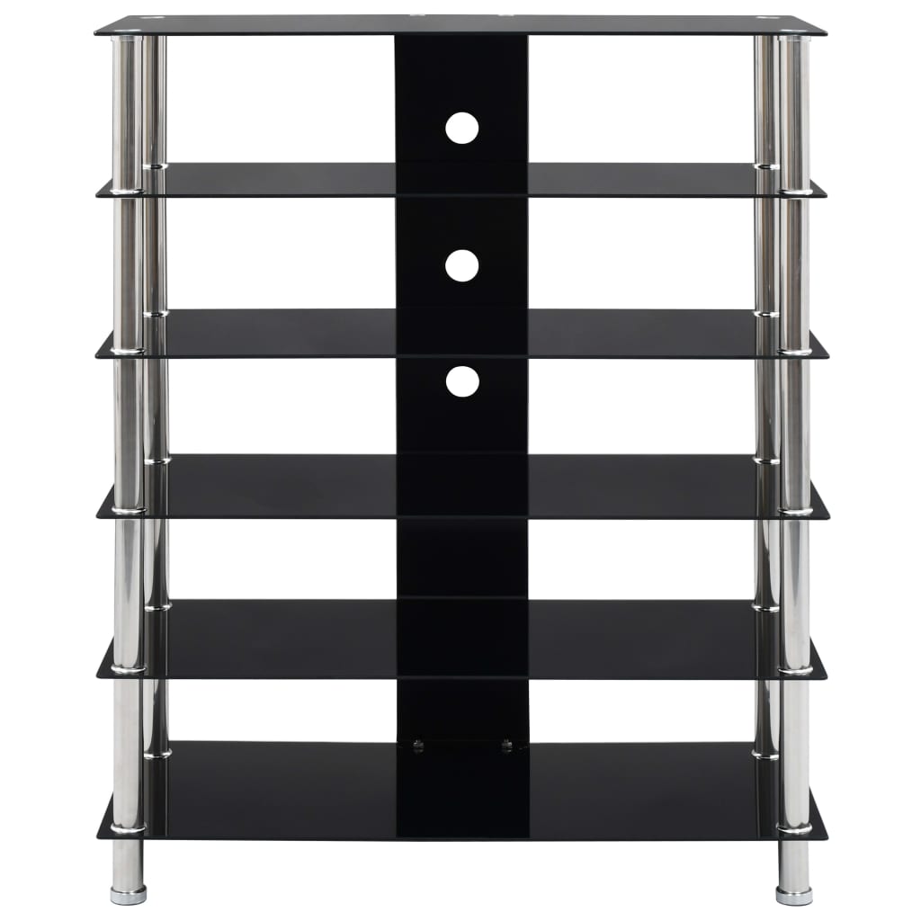 HiFi Stand Black 90x40x113 cm Tempered Glass