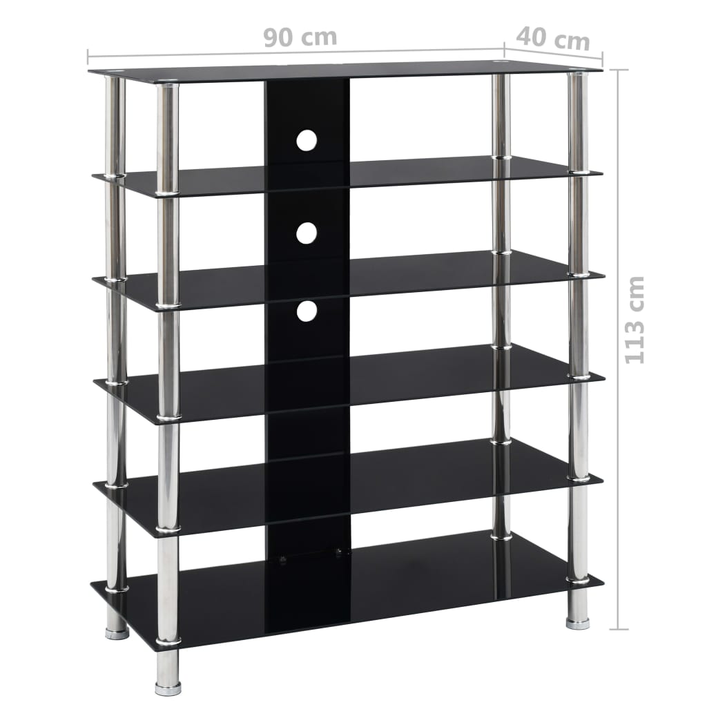 HiFi Stand Black 90x40x113 cm Tempered Glass