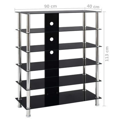 HiFi Stand Black 90x40x113 cm Tempered Glass