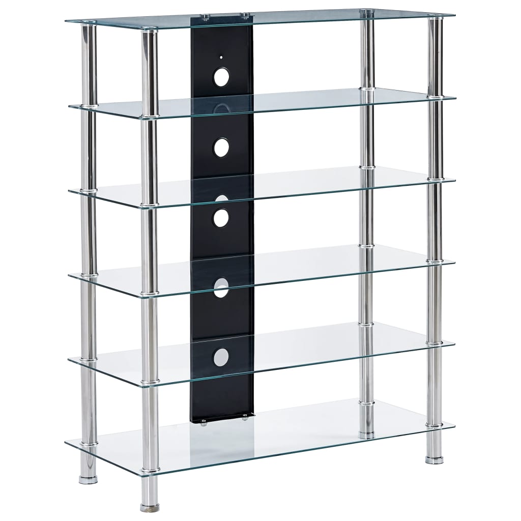 HiFi Stand Transparent 90x40x113 cm Tempered Glass