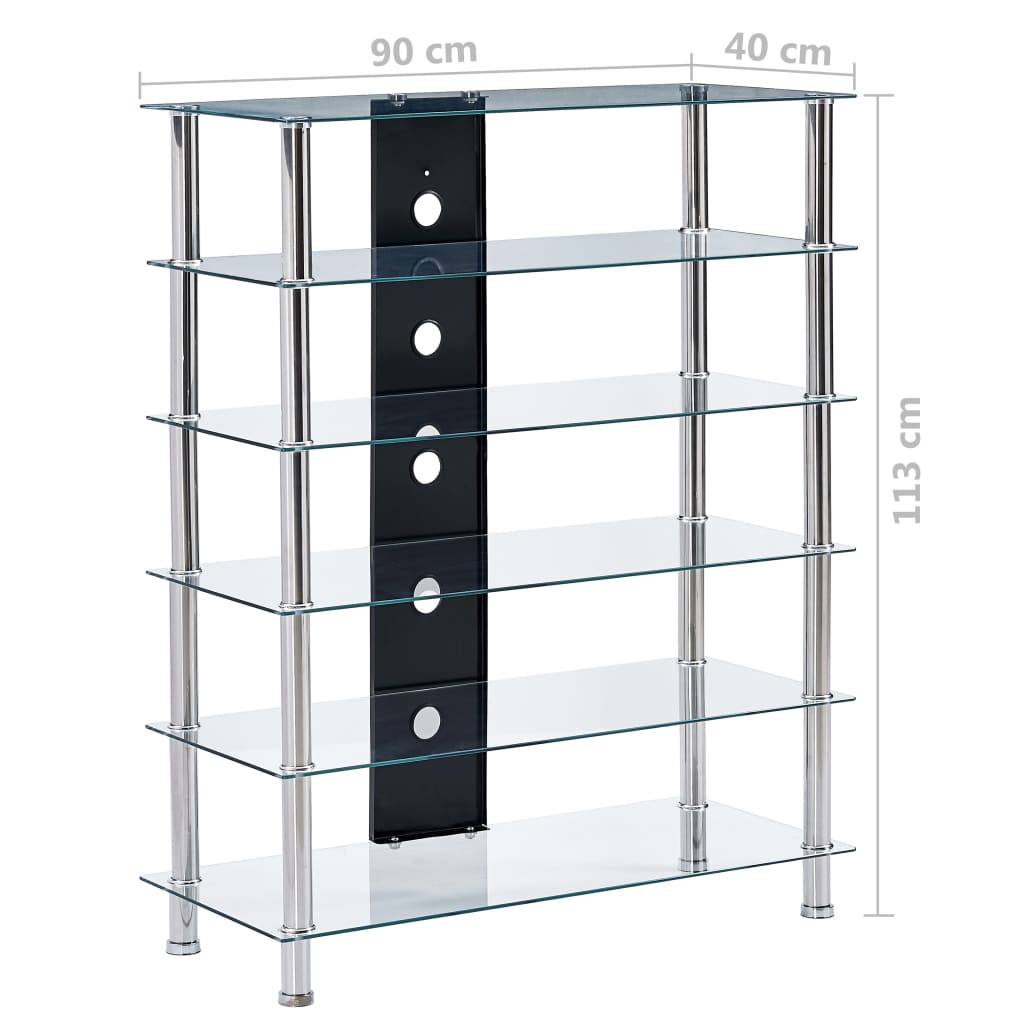 HiFi Stand Transparent 90x40x113 cm Tempered Glass