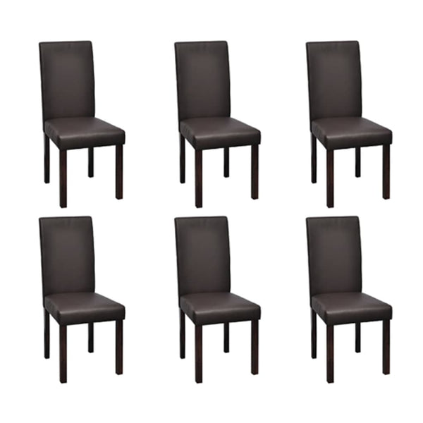  Dining Chairs 6 pcs Brown Leather