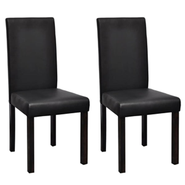  Dining Chairs 2 pcs Black Leather