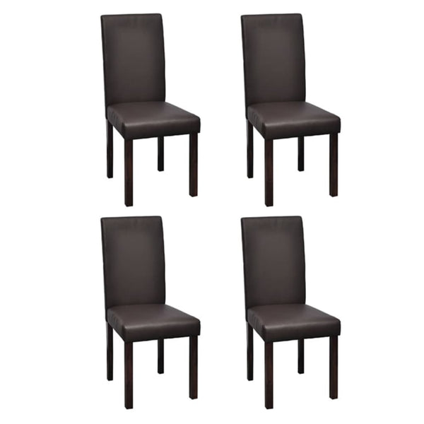  Dining Chairs 4 pcs Brown Leather
