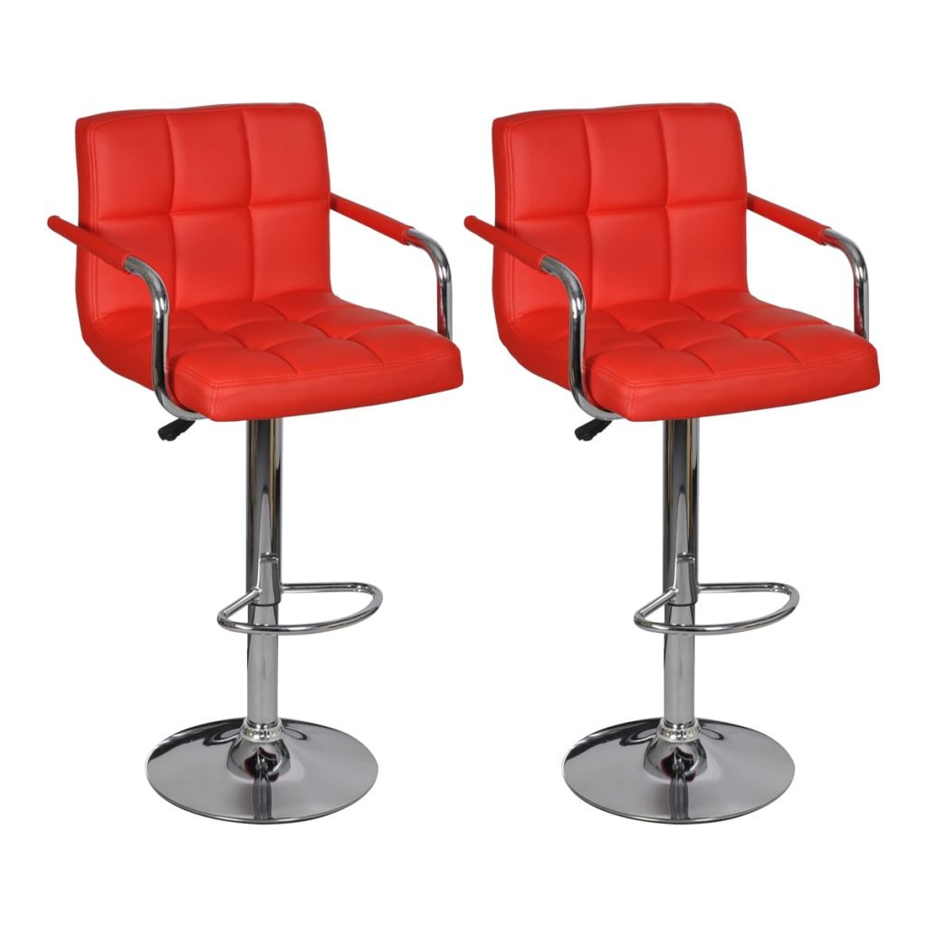 Bar Stools 2 pcs Red Faux Leather