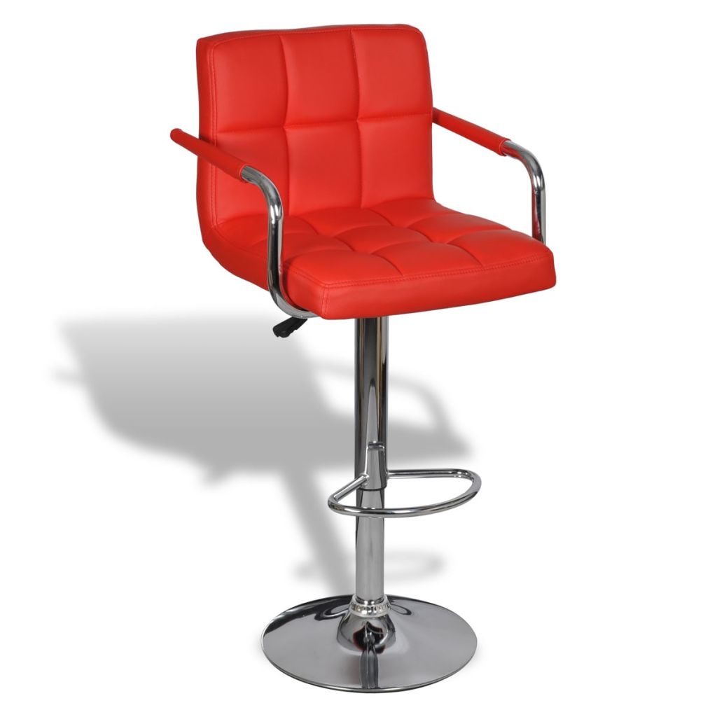 Bar Stools 2 pcs Red Faux Leather