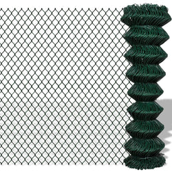 Chain Link Fence Galvanised Steel 1.5x15 m Green