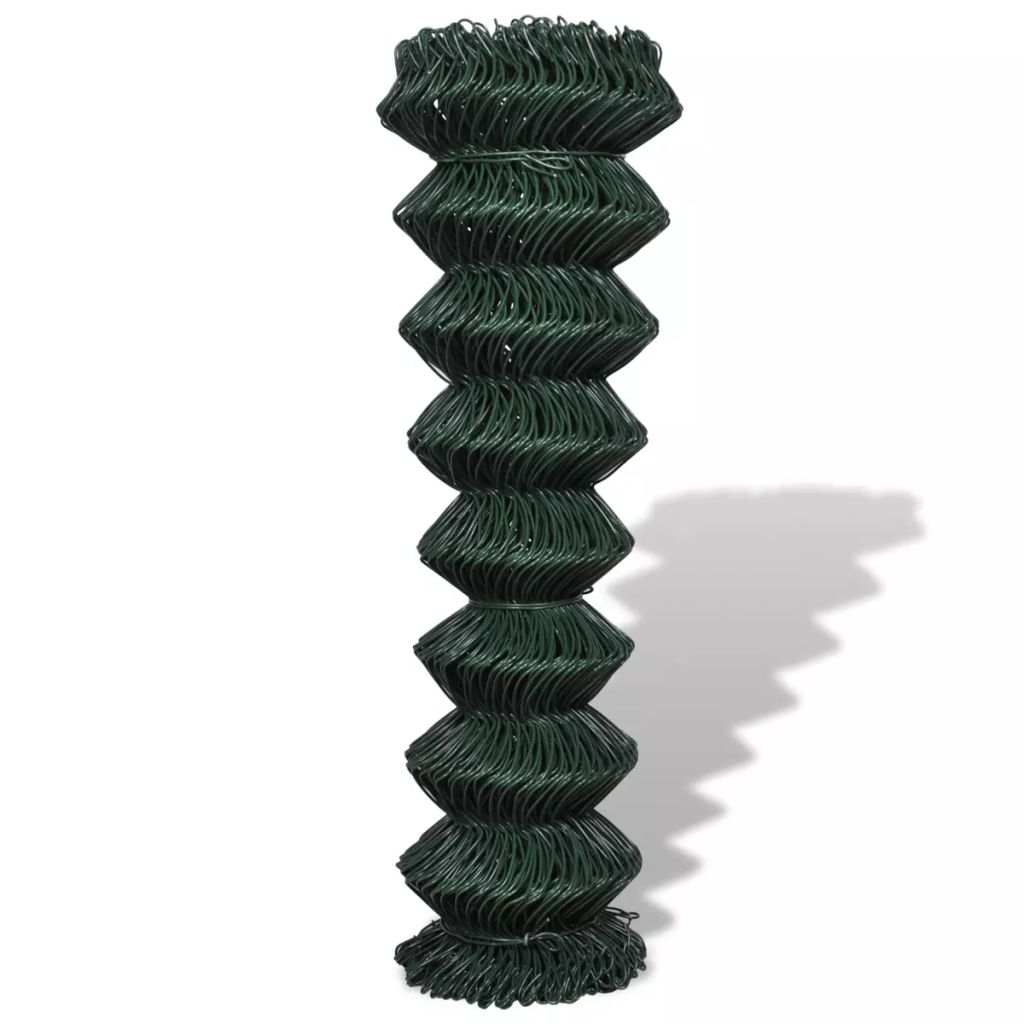 Chain Link Fence Galvanised Steel 1.5x15 m Green