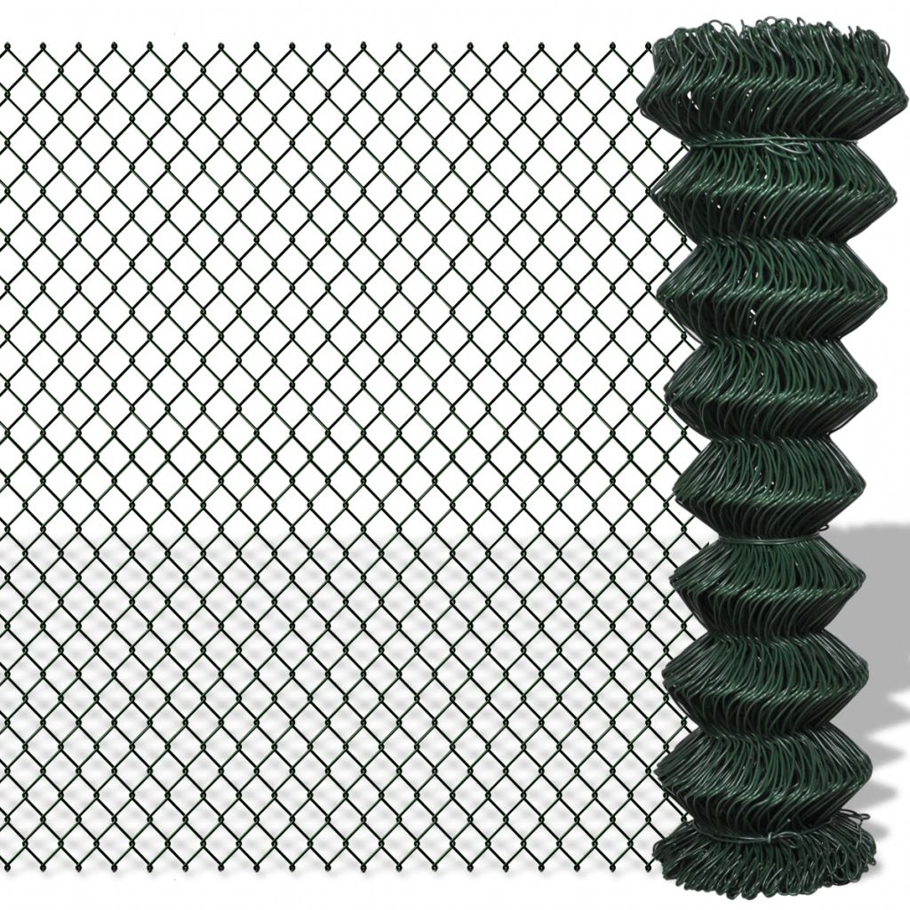 Chain Link Fence Galvanised Steel 1.5x25 m Green