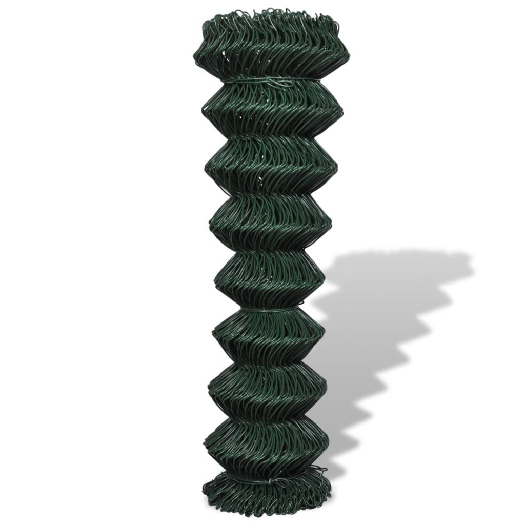 Chain Link Fence Galvanised Steel 1.5x25 m Green