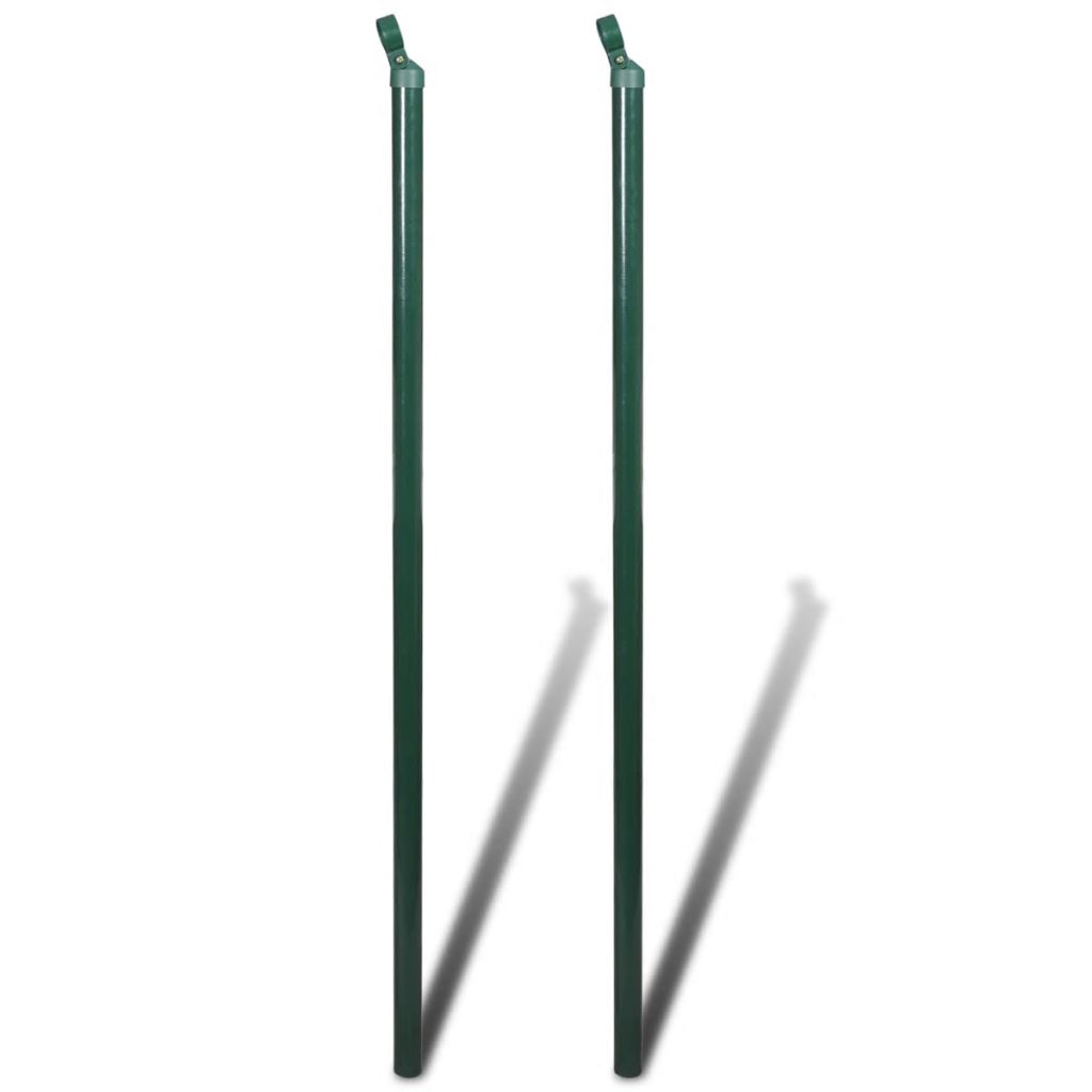 Chain Link Fence with Posts Galvanised Steel 1.25x15 m Green