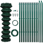 Chain Link Fence with Posts Galvanised Steel Colour Green