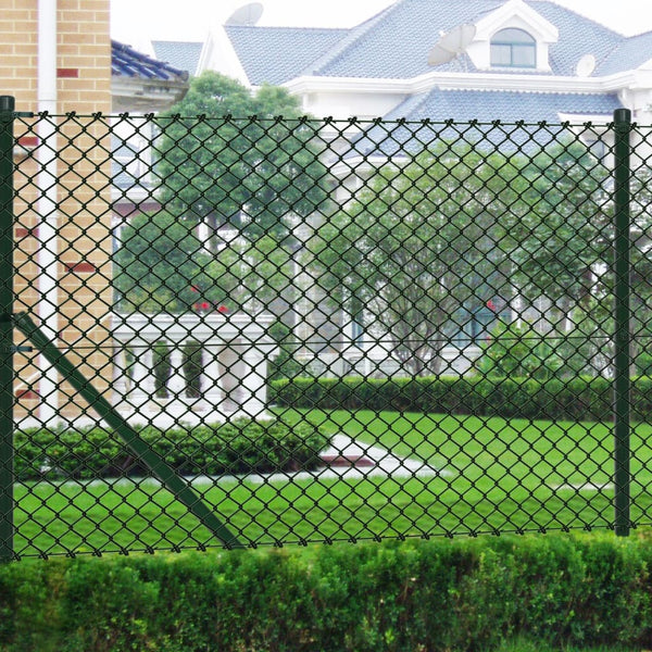  Chain Link Fence with Posts Galvanised Steel Colour Green