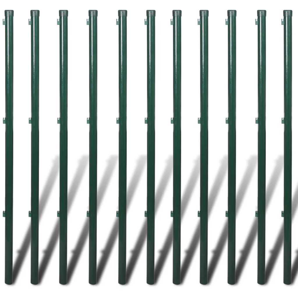 Chain Link Fence with Posts Galvanised Steel 1.25x25 m Green