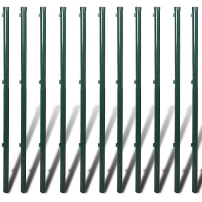 Chain Link Fence with Posts Galvanised Steel 1.25x25 m Green