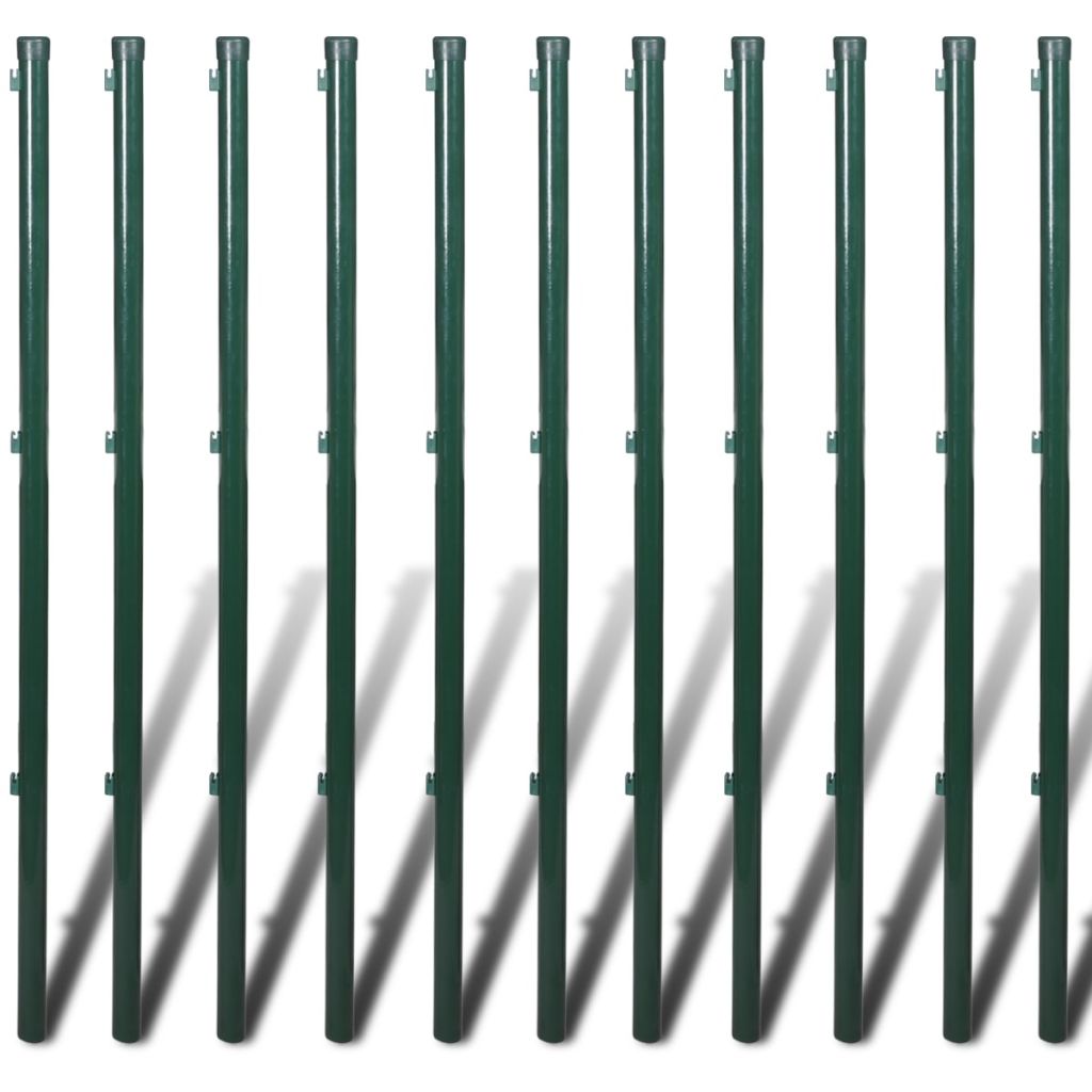 Chain Link Fence with Posts Galvanised Steel 1.25x25 m Green