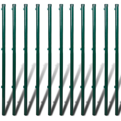 Chain Link Fence with Posts Galvanised Steel 1.25x25 m Green