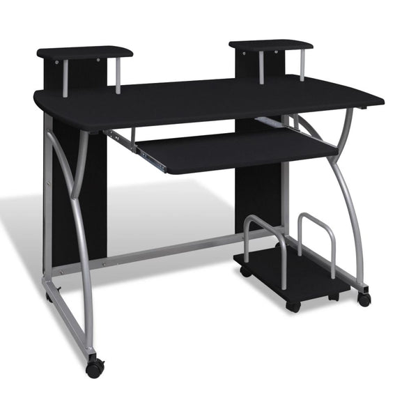  Mobile Computer Desk with Pull Out Tray Black