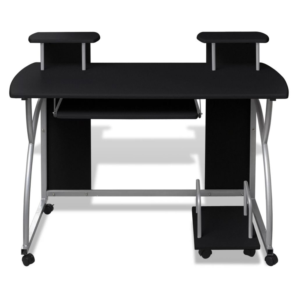 Mobile Computer Desk with Pull Out Tray Black