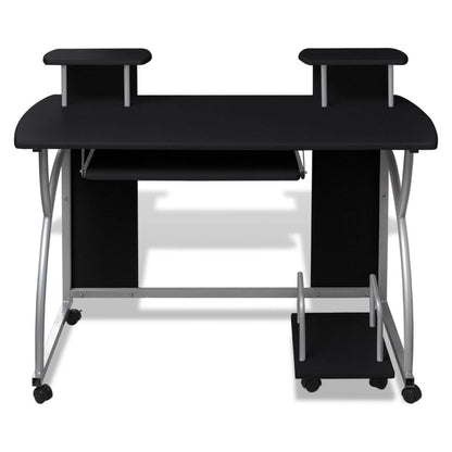 Mobile Computer Desk with Pull Out Tray Black