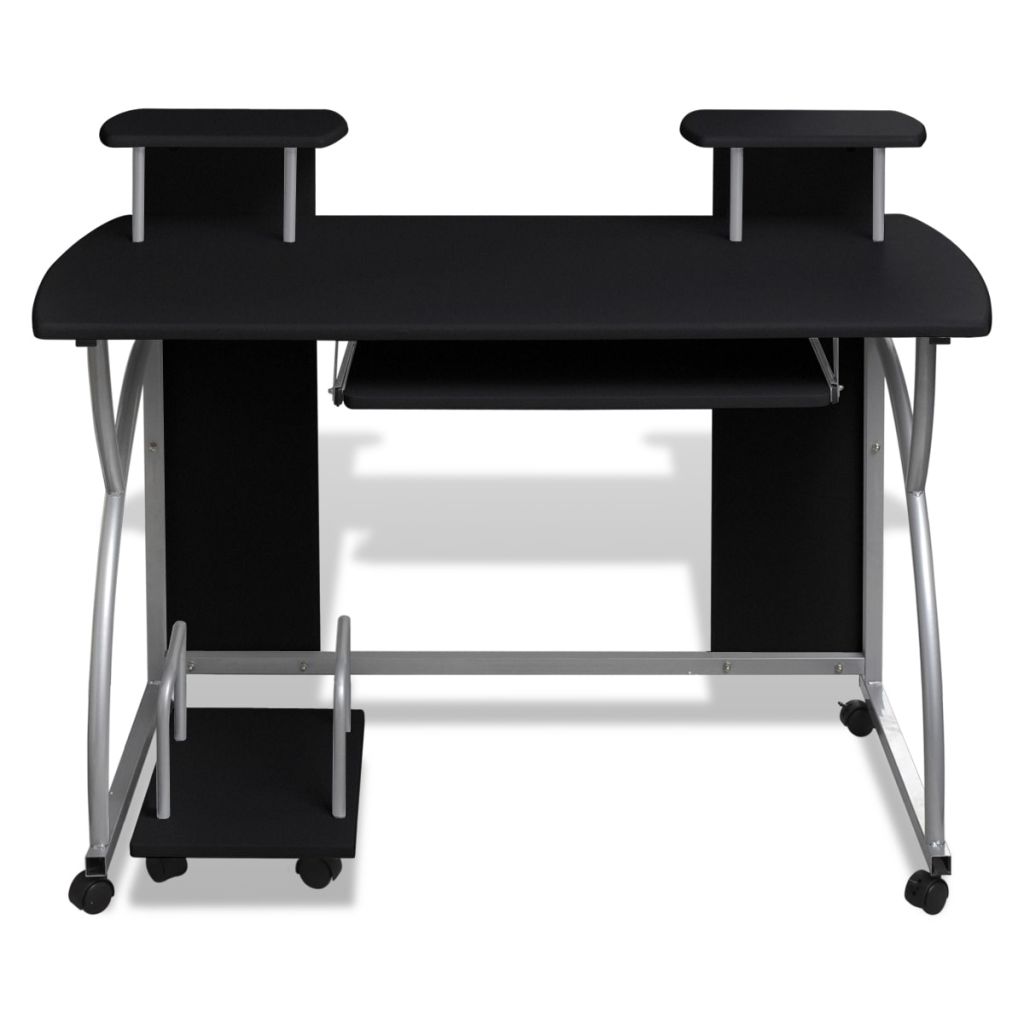 Mobile Computer Desk with Pull Out Tray Black
