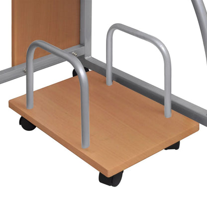 Mobile Computer Desk Pull Out Tray Brown Finish Furniture Office